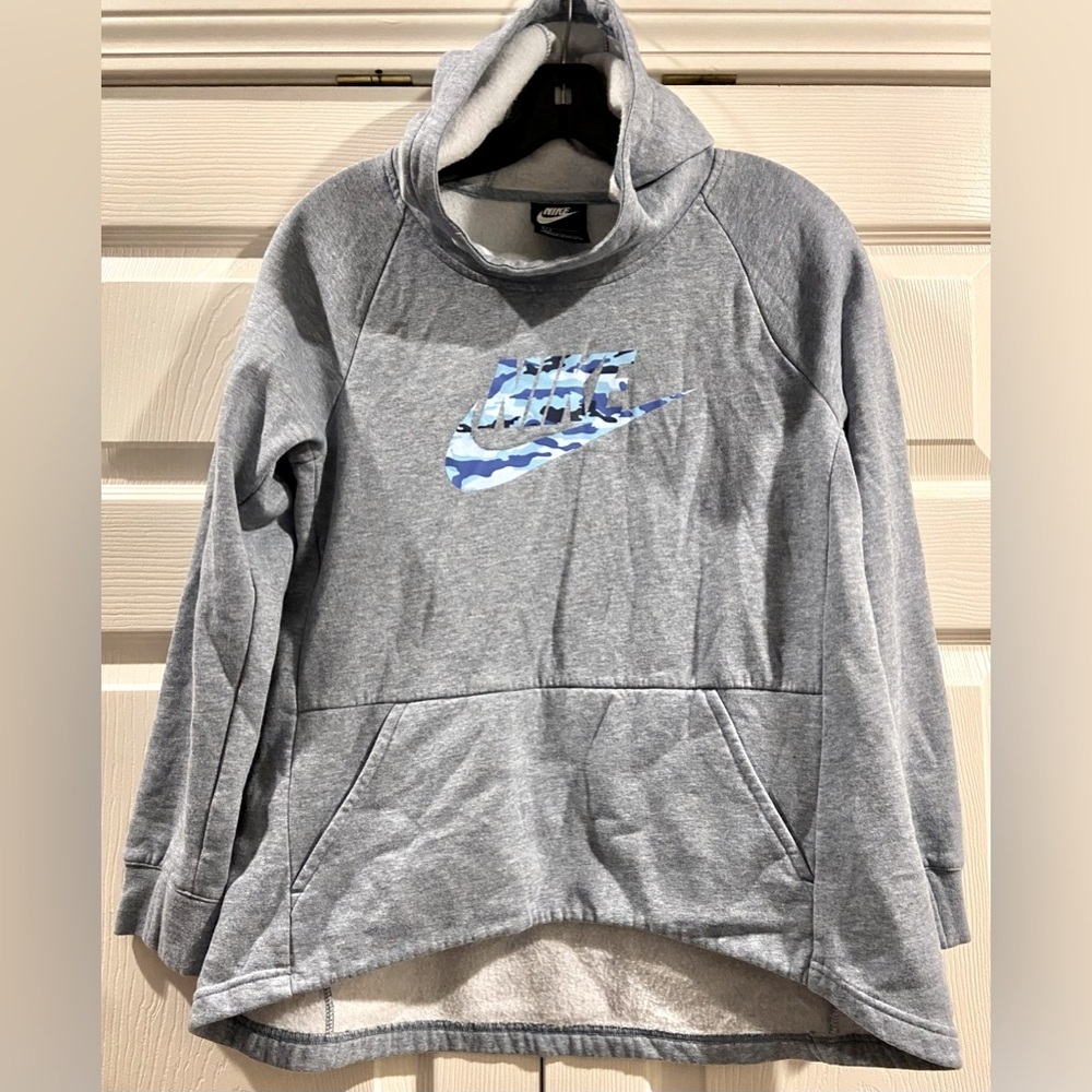 Nike Youth Girls Fleece Hoodie Pullover Grey CD7537 Size L